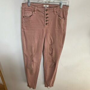 3/$10 Easel pale pink distressed skinny ankle jeans